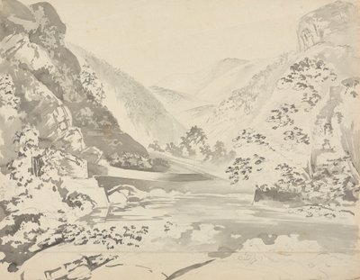 Scène de rivière avec montagnes en arrière-plan - Samuel Davis