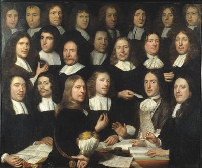Portrait de groupe des maîtres de la monnaie de Dordrecht - Samuel van Hoogstraten