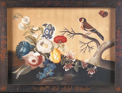 Chardonneret, avec papillon de champ orange - Samuel Dixon