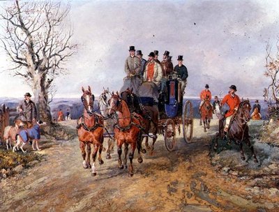 Un carrosse et quatre chevaux sur la route - Samuel Henry Alken