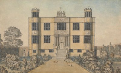 Barlborough Hall, près de Chesterfield, Derbyshire : la façade principale du hall - Samuel Hieronymus Grimm