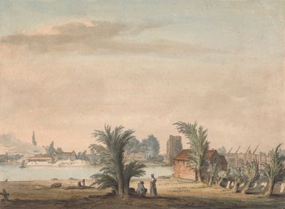 Église et pont de Putney - Samuel Hieronymus Grimm
