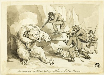 Marins à la pêche à la baleine tuant un ours polaire (recto); Coquillage (verso) - Samuel Howett