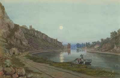 Les nouvelles et anciennes maisons de Hotwell au clair de lune, vers 1825 - Samuel Jackson