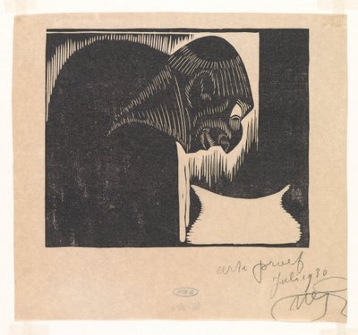Homme courbé avec bol - Samuel Jessurun de Mesquita (signed by artist)