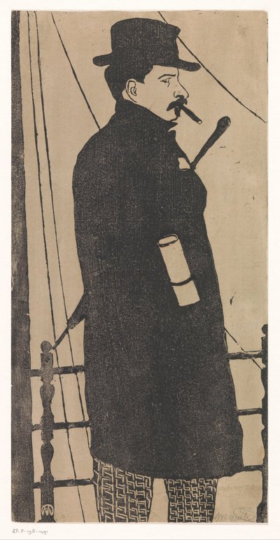 Autoportrait avec manteau et chapeau - Samuel Jessurun de Mesquita (signed by artist)