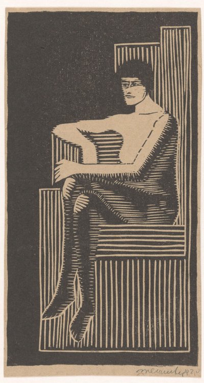 Nu assis dans un fauteuil géométrique - Samuel Jessurun de Mesquita (signed by artist)