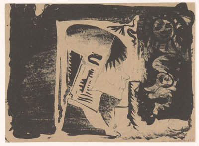 Fantaisie : profil vers la droite dans un rectangle blanc, entouré de noir - Samuel Jessurun de Mesquita