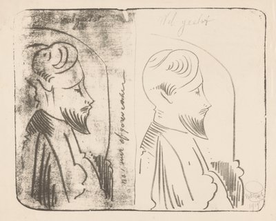 Fantaisie : deux fois un homme avec une barbe en profil vers la droite - Samuel Jessurun de Mesquita