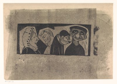 Quatre figures humaines stylisées en ligne - Samuel Jessurun de Mesquita