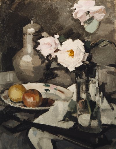 Roses roses dans un vase en verre, c. 1924 - Samuel John Peploe