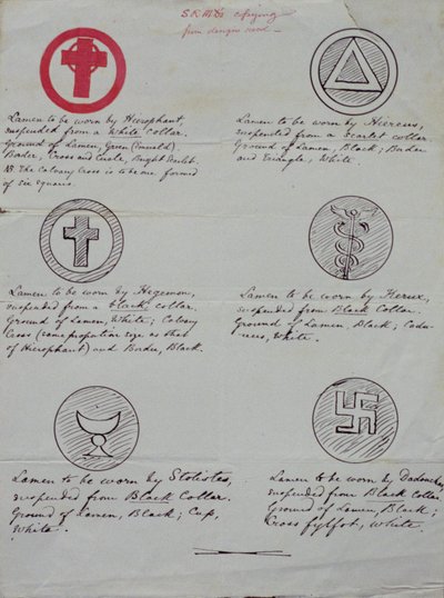 Dessins pour des lamens (bijoux de col) pour les divers officiers d