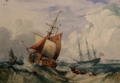 Un bateau de pêche français dans une houle au large de Douvres - Samuel Owen