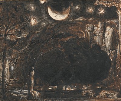 Un berger et son troupeau sous la lune et les étoiles - Samuel Palmer