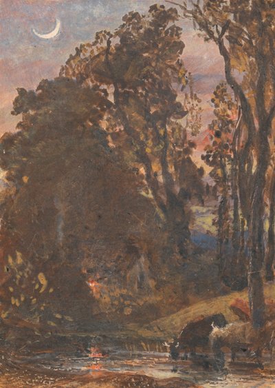 Soirée, abreuvoir pour le bétail - Samuel Palmer