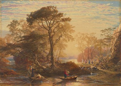 Sir Guyon, accompagné de Palmer, tenté par Phaedria de débarquer sur les îles enchantées - Samuel Palmer