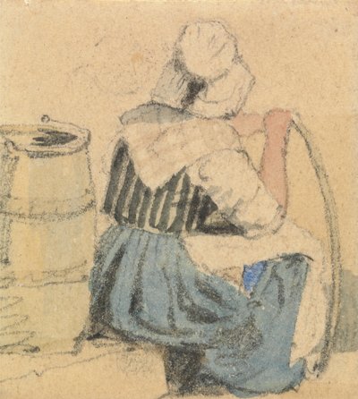 Une paysanne assise - Samuel Prout