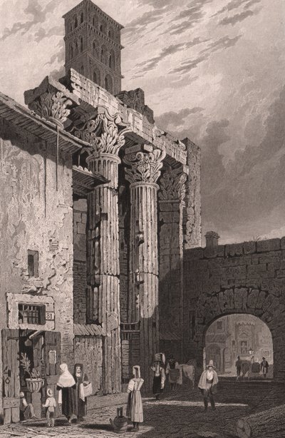 Colonnes du Temple de Mars Ultor, Rome, Latium, Italie, gravure sur acier par Samuel Prout - Samuel Prout
