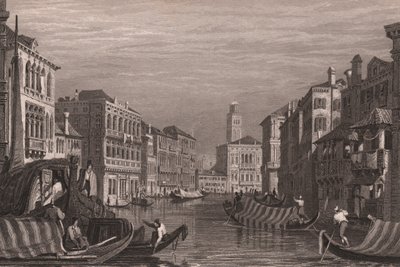 Gondoles sur le Grand Canal, Venise, Vénétie, Italie, gravure sur acier d