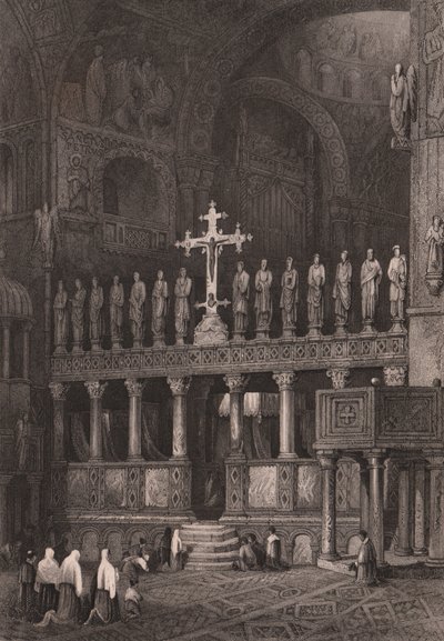 Iconostase dans la Basilique Saint-Marc, Venise, Vénétie, Italie, gravure sur acier d
