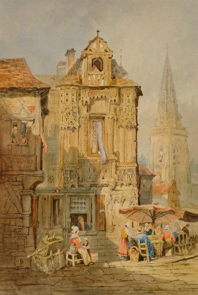 Marché à Bruges, début du 19ème siècle - Samuel Prout