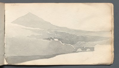 Carnet de croquis : "Paysage montagneux avec pont" - Samuel Prout