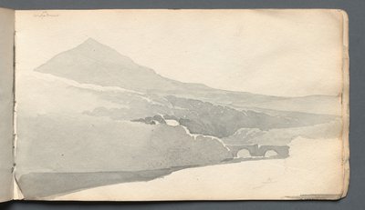 Carnet de croquis : Paysage montagneux avec pont, 1814 - Samuel Prout