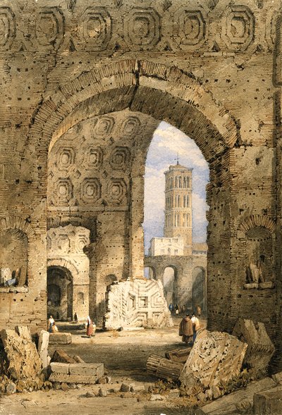 Temple de la Paix, Forum Romain (aquarelle et gouache sur papier blanc cassé) - Samuel Prout