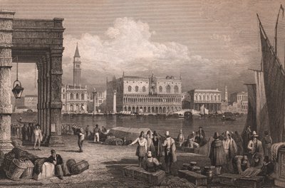 Vue du bassin de Saint-Marc à Venise, Vénétie, Italie, gravure sur acier d