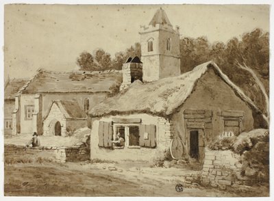 Église et rue du village - Samuel Prout