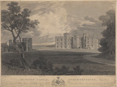 Vue sud-ouest du château de Dunster, Somersetshire - Samuel Rawle