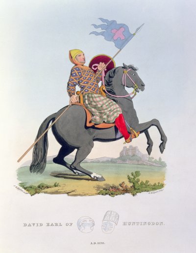 David, comte de Huntingdon (1084-1153) 1120, gravé par Richard. H. Bridgens (fl.1824-38) de Ancient Armour, écrit par l