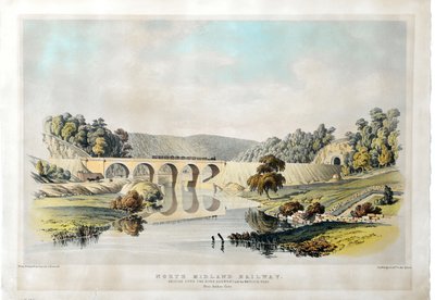 Pont ferroviaire de North Midland sur la rivière Derwent et la route de Matlock près d