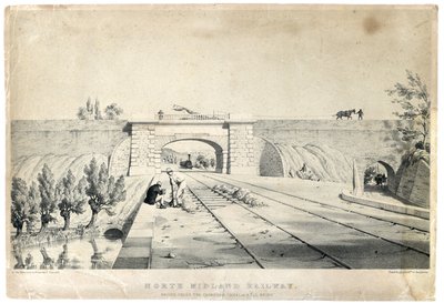 Pont ferroviaire du Nord Midland sous le canal de Cromford à Bull Bridge, c.1840 - Samuel Russell