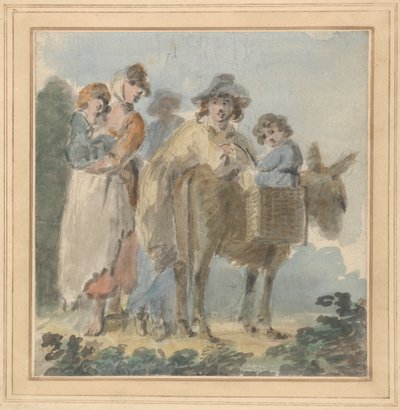 Une famille de paysans avec un âne - Samuel Shelley