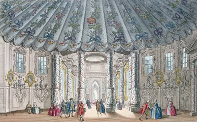 Vue intérieure de la salle de musique élégante dans les jardins de Vauxhall, gravée par H. Roberts, 1752 - Samuel Wale