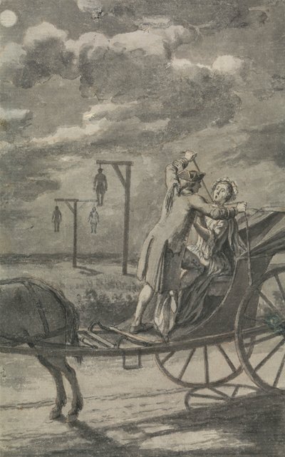 Meurtre dans la voiture (probablement un dessin pour The Tyburn Chronicle) - Samuel Wale