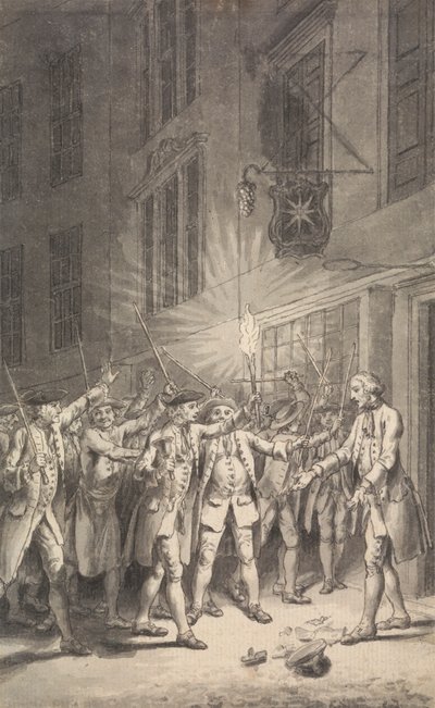 La foule assemblée pour démolir la maison de débauche tenue par Peter Wood dans le Strand - Samuel Wale
