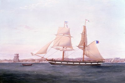 Le Maria Helena au large de Lisbonne avec la tour de Belém au-delà de son étrave - Samuel Walters