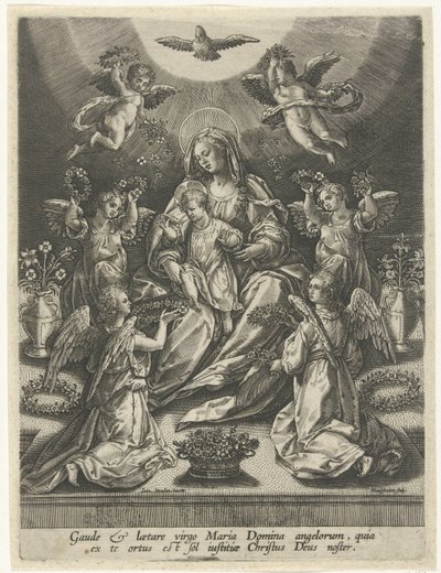 Madonna avec enfant entourée d