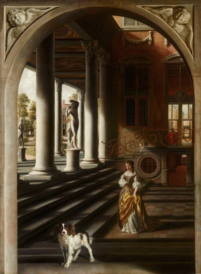 Vue en perspective avec une femme lisant une lettre, c. 1670 - Samuel van Hoogstraten