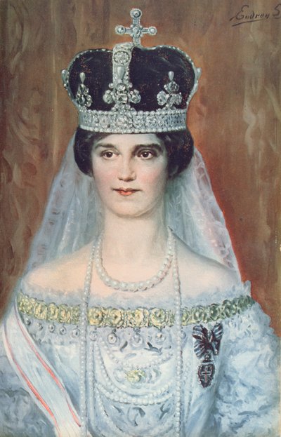 Portrait de couronnement de Zita de Bourbon-Parme en tant que reine de Hongrie - Sandor Endrey