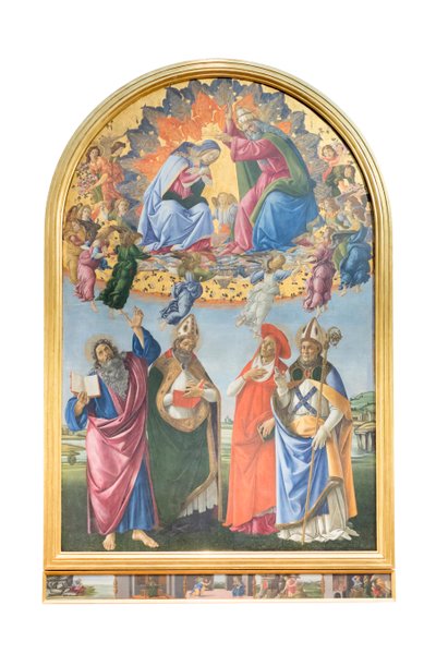 Couronnement de la Vierge avec des anges et saint Jean l
