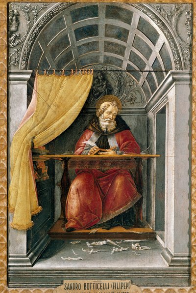 Saint Augustin dans sa cellule. Peinture d