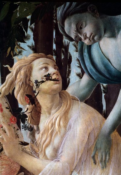 Le printemps. Détail : Zéphyr saisissant Chloris portant un voile transparent - Sandro Botticelli
