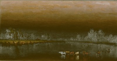 Vaches dans un étang au coucher du soleil - Sanford Robinson Gifford