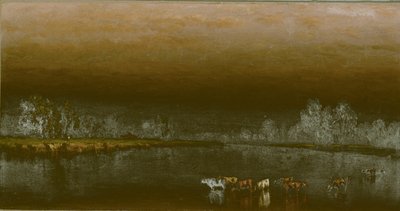 Vaches dans un étang au coucher du soleil - Sanford Robinson Gifford
