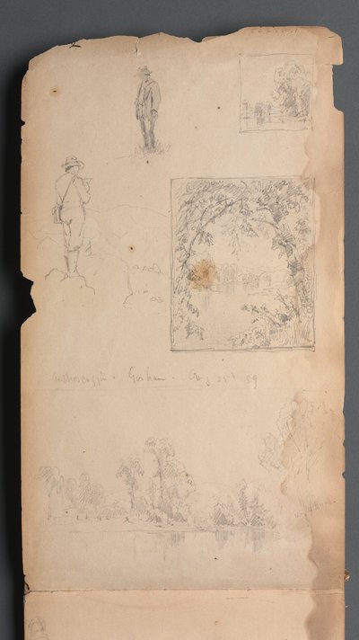 Carnet de croquis, page 01 : Autoportraits avec Vignittes - Sanford Robinson Gifford