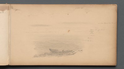 Carnet de croquis, page 04 : Paysage marin avec annotations de couleur - Sanford Robinson Gifford