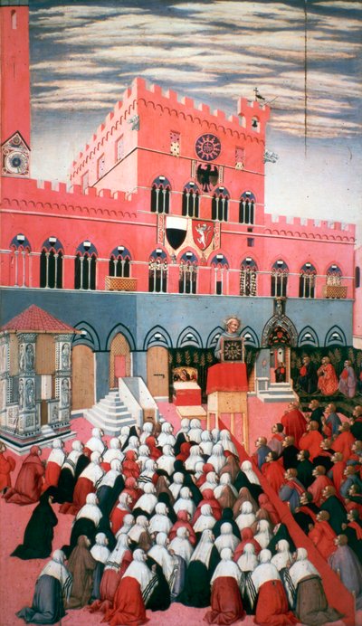 La prédication de Saint Bernardin, vers 1426-1481 - Sano di Pietro